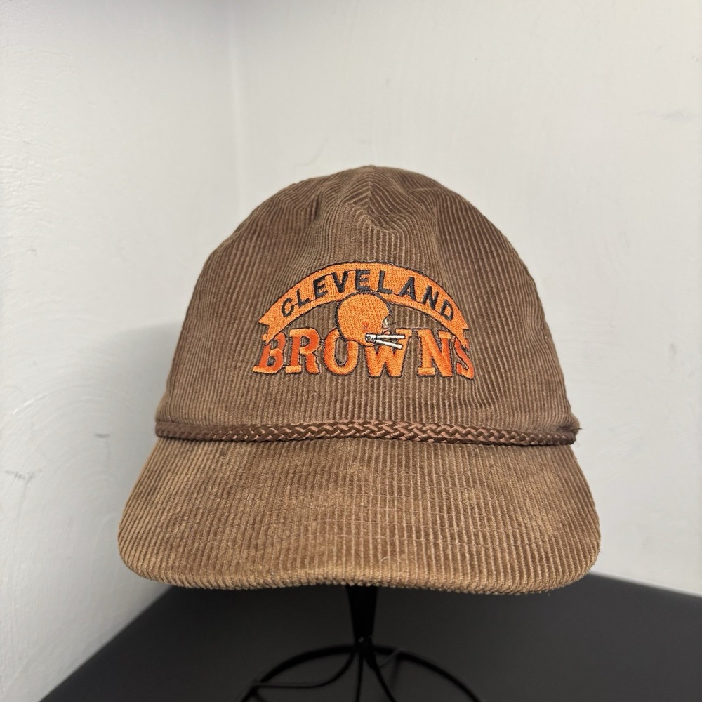 Vintage Cleveland Browns NFL AmaPro Cord Corduroy Hat Cap Adjustable Zipper Back